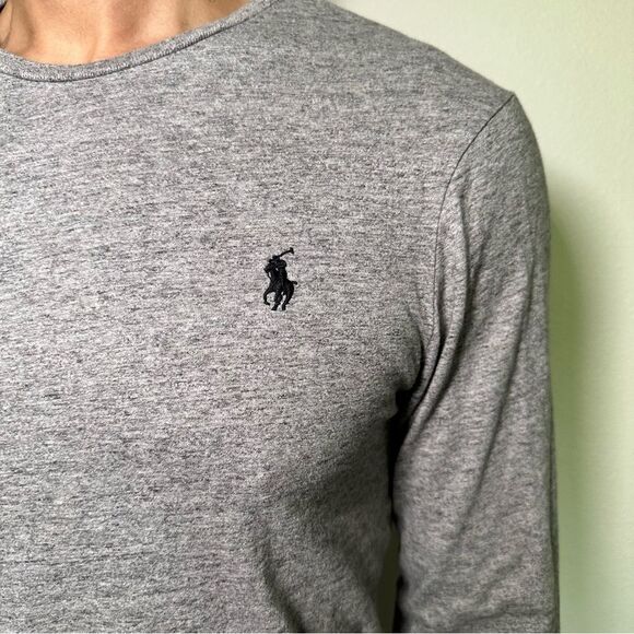 Ralph Lauren Gray Slim Fit Long Sleeve Tee with Embroidered Logo M - Picture 5 of 7